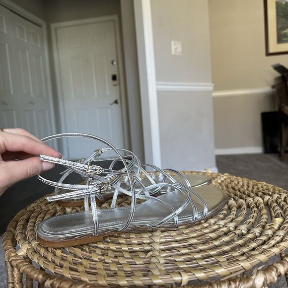 Larroudé Naomi Sandals Women’s Strappy Metallic Silver Shoes Womens Size 9 $275 - Picture 4 of 10